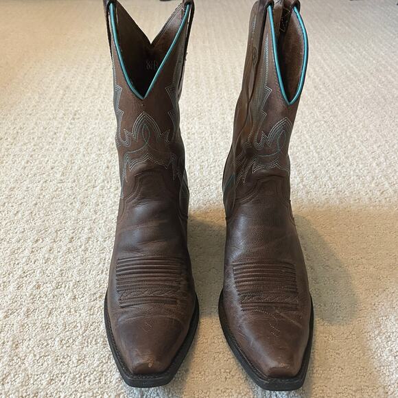 Ariat Round Up Bella Brown Western Leather Boots Size 8.5 - Picture 5 of 10